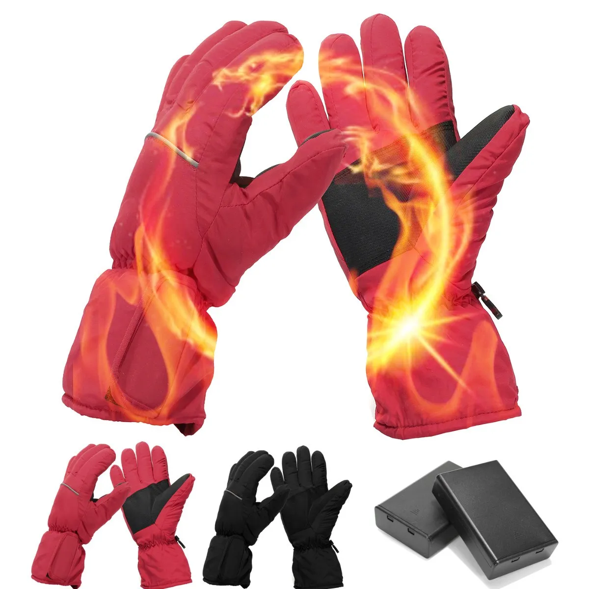 

Waterproof Winter Rechargeable Motorcycle Ski Bike Heated Gloves Electric Battery Gloves Work Snow Full Finger Warmer Gloves