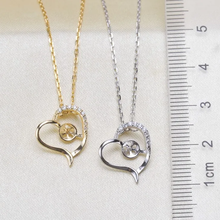 

2 Color 925 Sterling Silver Pearl Necklace Chain with Pendant Mountings Necklace Findings Jewelry Parts Fittings Accessories