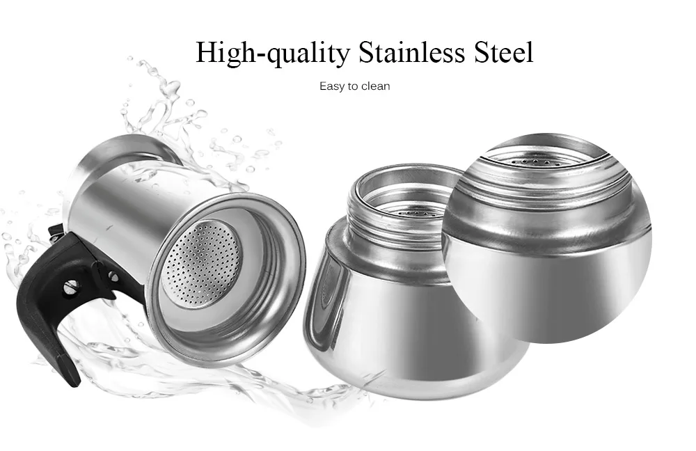 Stainless Steel Moka Coffee Pot Stovetop Espresso Maker