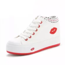 Женская прогулочная обувь, увеличивающая рост, парусиновая обувь для учащихся, кроссовки на толстой подошве