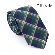 Tailor Smith Top Quality 100% Cotton Plaid Necktie Mens Casual Party Check Slim Ties Tartan Cravat Handmade Neckwear Accessories