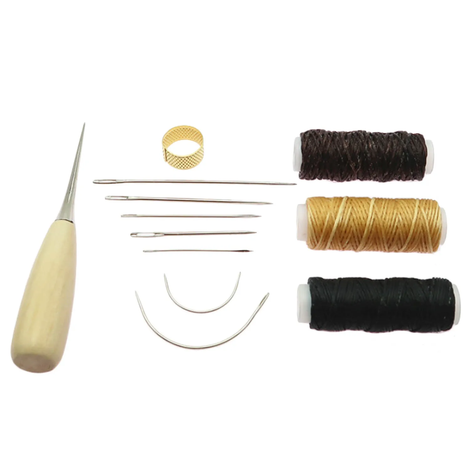 12 шт. набор инструментов для шитья кожи с ручными швейными иглами шило наперсток вощеная нить для рукоделия шитья