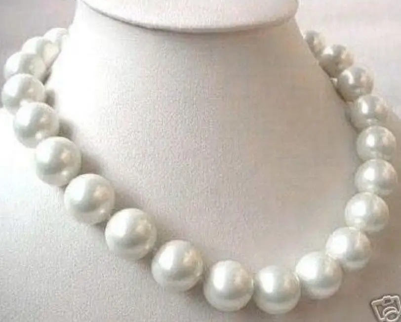 

Huge 14-15mm Natural south sea round white pearl necklace good luster (9.13)
