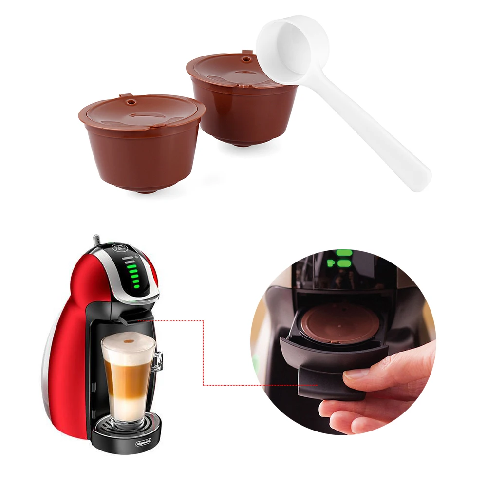 Houkiper 2 шт. Dolce Gusto капсулы многоразового использования многоразового Nescafe капсула чашки Cafeteira Dolce Gusto Кофе капсулы с крышками