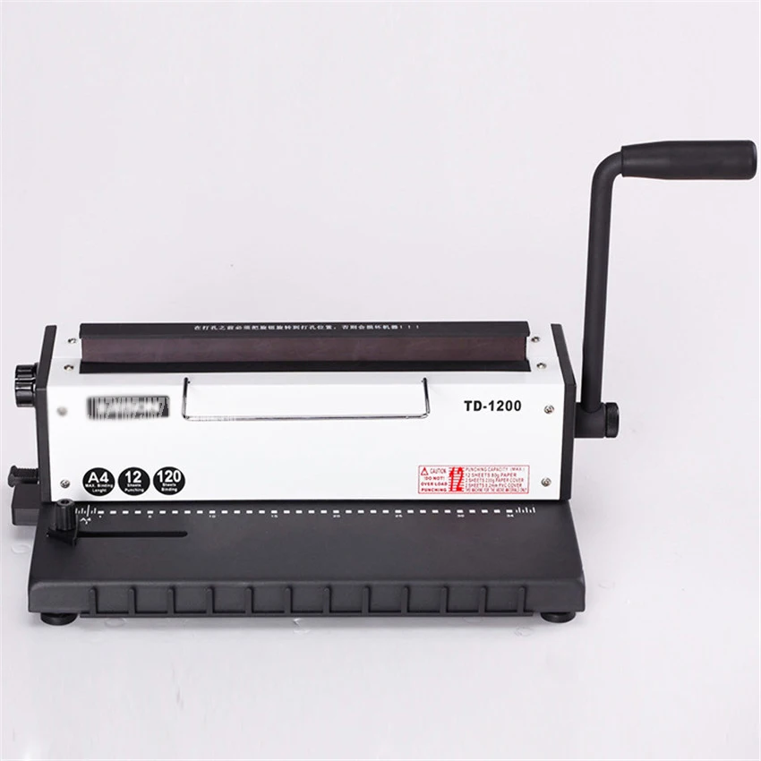 TD 1200 Manual Spiral Wire Binding Machine Metal 34 Punching Hole File Menu Photo Album A4 Paper