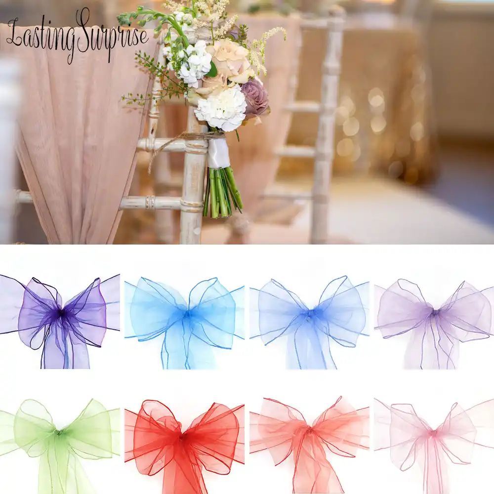 One Sheer Organza Chair Sash Bow For Cover Banquet Chair Sashes
