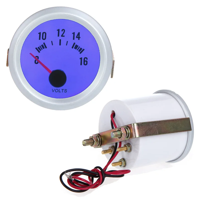 

Voltage Meter Gauge Voltmeter for Auto Car 2" 52mm 8~16V Blue LED Light