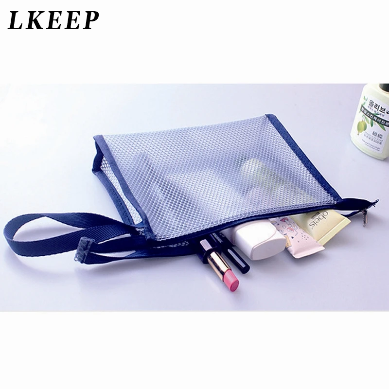 

Transparent Grid Cosmetic Bag Large Capacity Shower Wash Toilet Bag Organizer Pouch Portable Travel Bags For Women