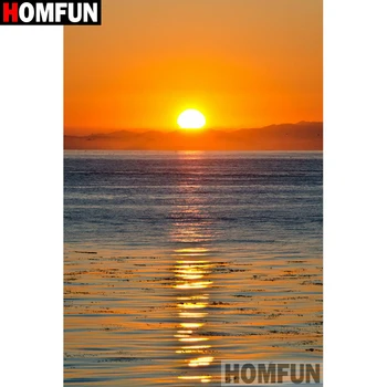 

HOMFUN Full Square/Round Drill 5D DIY Diamond Painting "Sunset sea" 3D Diamond Embroidery Cross Stitch Home Decor A19020