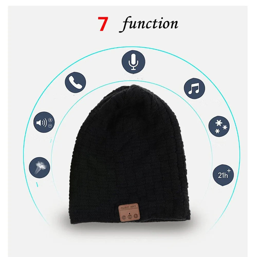 Wireless Bluetooth Hat Earphone Soft Warm Soft Beanie Hat With Headset Stereo Speaker Handsfree Headphone for Samsung iPhone LG