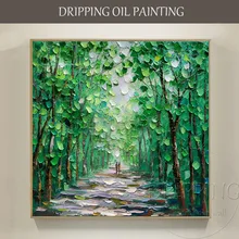 Artist Hand-painted High Quality Modern Abstract Green Landscape Oil Painting on Canvas Textured Knife Green Tree Oil Painting Artist Hand-painted High Quality Modern Abstract Green Landscape Oil Painting on Canvas Textured Knife Green Tree Oil Painting