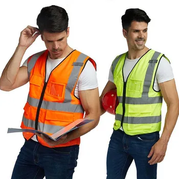 

Visibility Reflective Safety Yellow Vest Outdoor Work Sport Reflective Vest Multi Pockets Work Clothes Waistcoat Free Shipping