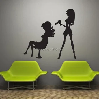 

Sexy Girl Vinyl Wall Decal Haircut Salon Scissors Dryer Hair Stylist Hairdresser Hair Shop Window Glass Decoration Wall Sticker