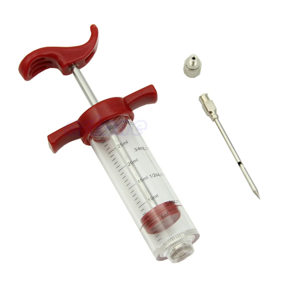 

BBQ Marinade Injector Flavor Syringe Cook Meat Poultry Turkey Chicken + 5 Needle