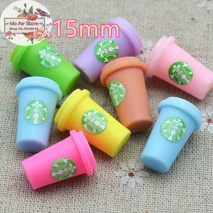 10 шт. 3D Круглый Кофе Frappuccino чашка Кабошон из смолы с плоской задней стороной имитация питания художественные поставки украшения Шарм Ремесло - Цвет: mix color 10pcs