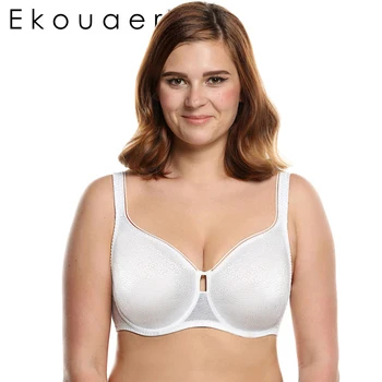 

Ekouaer Push Up Demi Thin Bra Underwire Women Underwear Bra Lace Decorated Breathable Soft Brassiere Plus Cup Big Size B To H