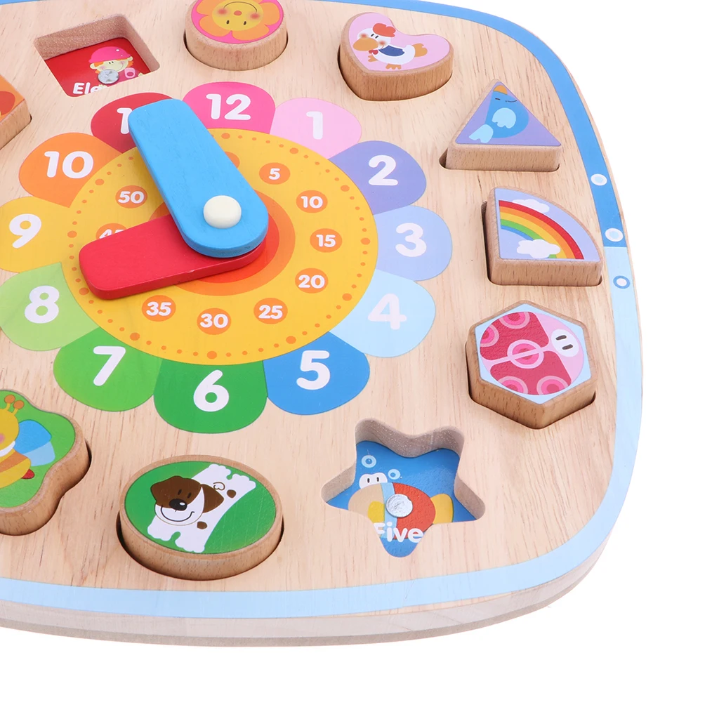 Wooden Maget Digital Clocks Color Shape Sorting & Matching Kids Baby Educational Toy Early Learning Play Activity