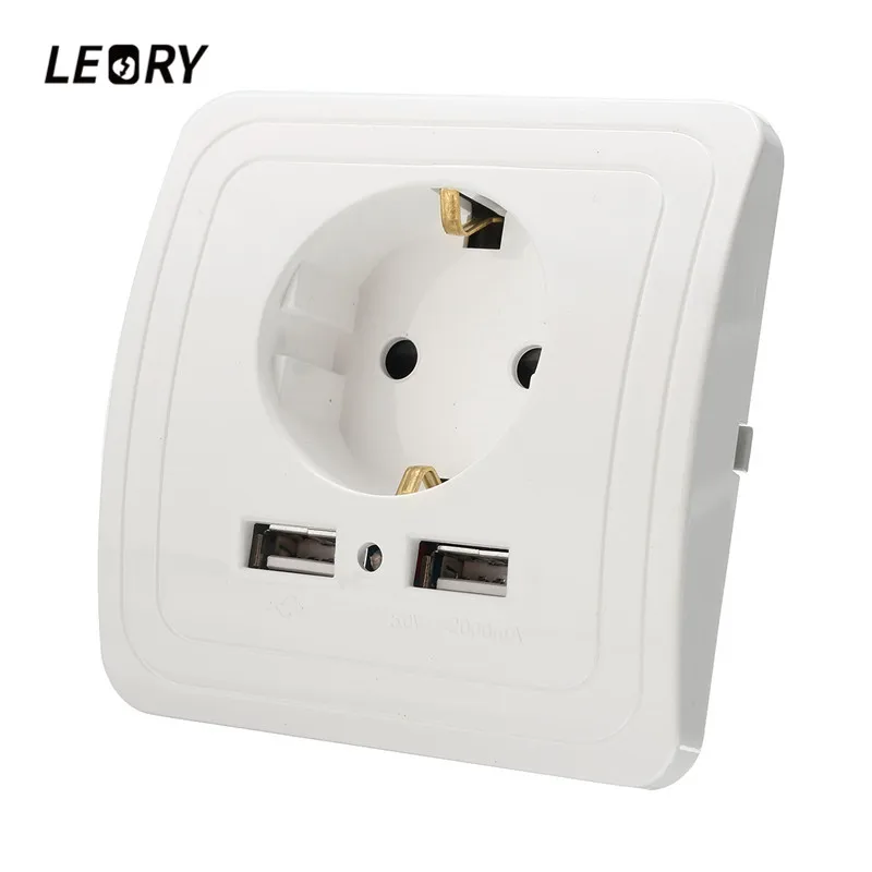 

5V 2A Electric Dual USB Wall Charger Adapter EU Plug USB Wall Socket Power Charging Switch Outlet Plug USB Power Socket Panel