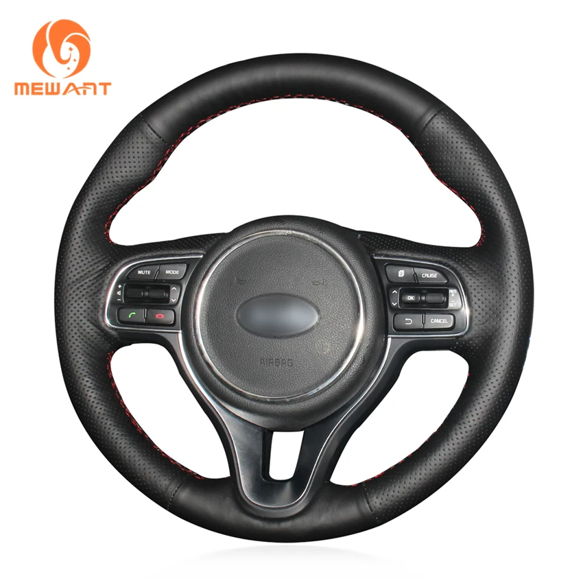 Mewant Black Artificial Leather Car Steering Wheel Cover For Kia