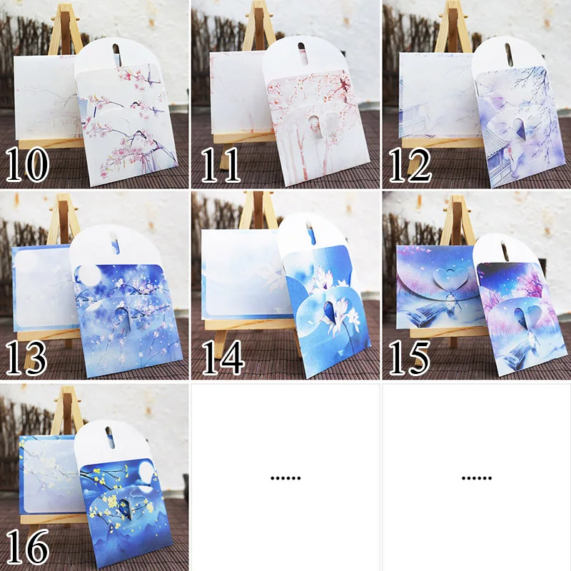 10 комплектов милый китайский Винтажный стиль цветы бумажный конверт для письма креативные канцелярские бумажные открытки Скрапбукинг