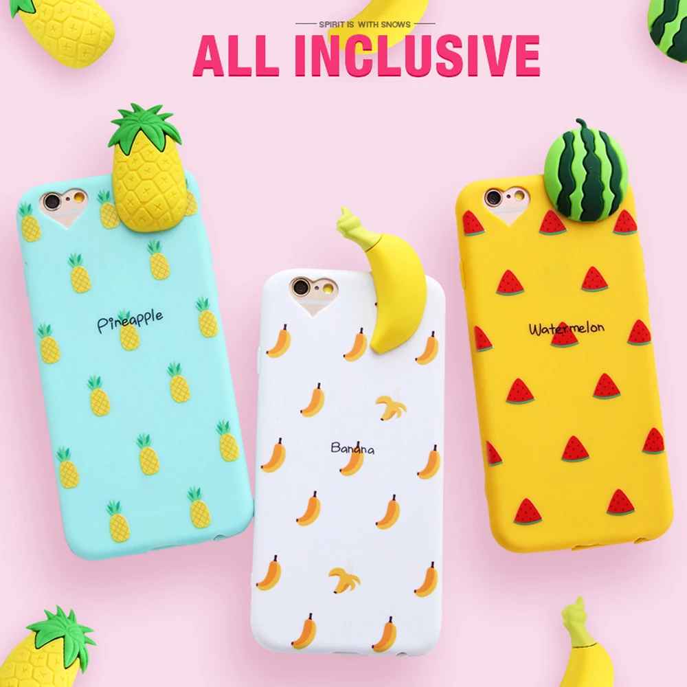 3D Fruit Phone Cases For iPhone 7 8 Plus X 6 6s Plus Silicone Soft