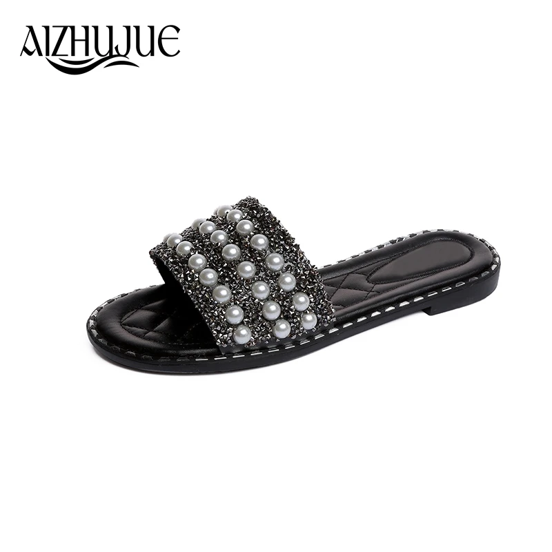 

Slippers Womens Zapatos Mujer 2018 Ladies Slip On Sliders String Bead Flat New Fashion Female Casual Slipper Flip Flop Sandal