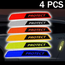 4Pcs Car Safety Reflective Sticker PROTECT Car Door Paint Waterproof Warning Sign Reflective Sticker yjzt 12cm 10 7cm danger biohazard sign warning mark personality car sticker reflective motorcycle parts c1 7558