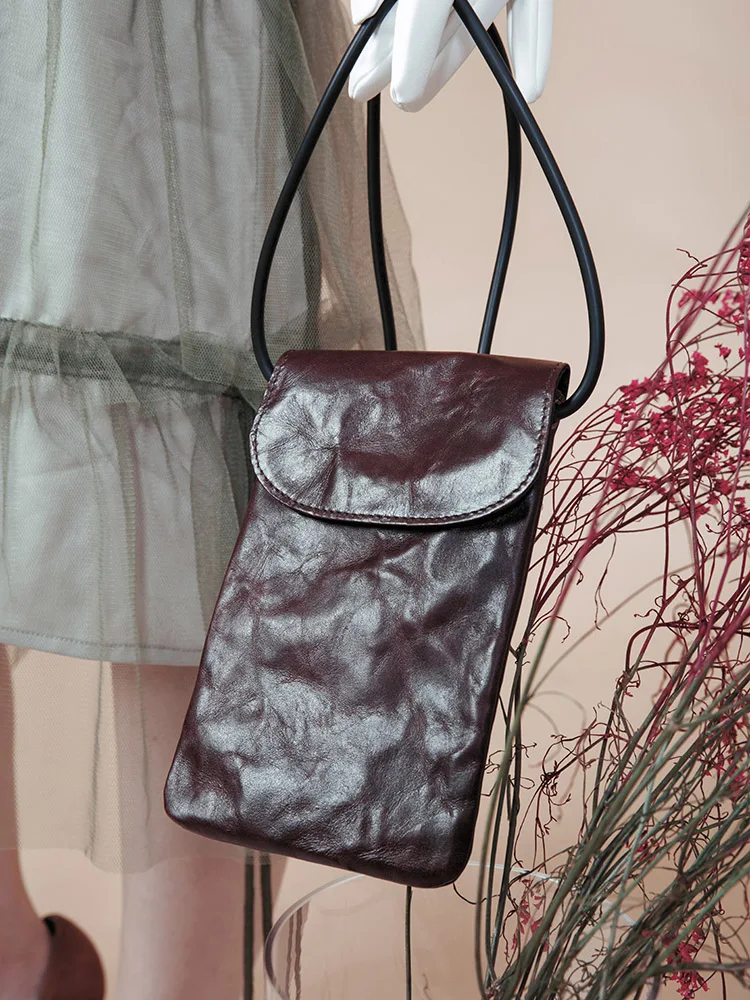 Дизайнерская винтажная маленькая сумка-мессенджер ручной работы из натуральной кожи высокого качества, роскошная сумка для мобильного телефона