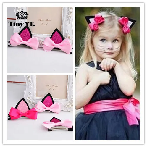 

2 pieces =1 pair children baby girls hair accessories clip Kids hairpins barrettes Bow headwear flower cat ears hairpin