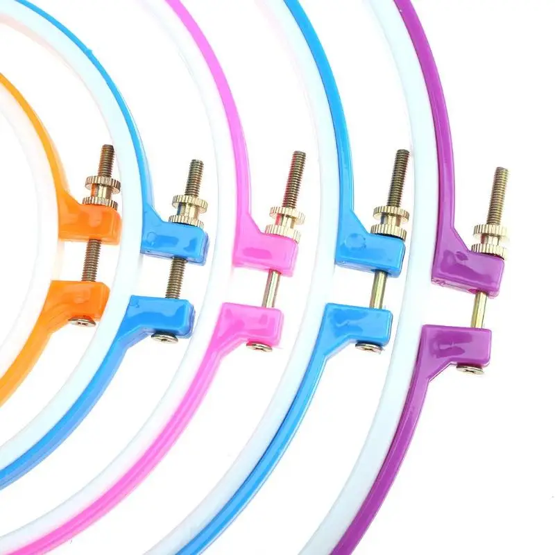 5pcs Adjustable Sewing Tools Plastic Multicolor Embroidery Cross Stitch Hoop Set Embroidery Hoop Ring Frame Sewing Accessories