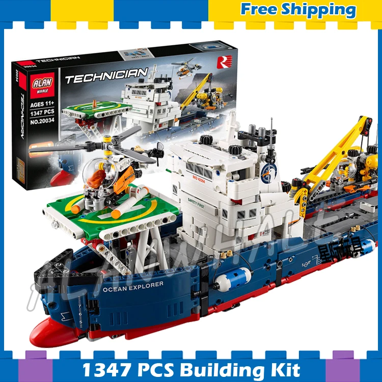 

1347pcs Techinic 2in1 Ocean Explorer 20034 DIY Model Ships Helicopters Building Kit Blocks Gifts Toys Kids Compatible With