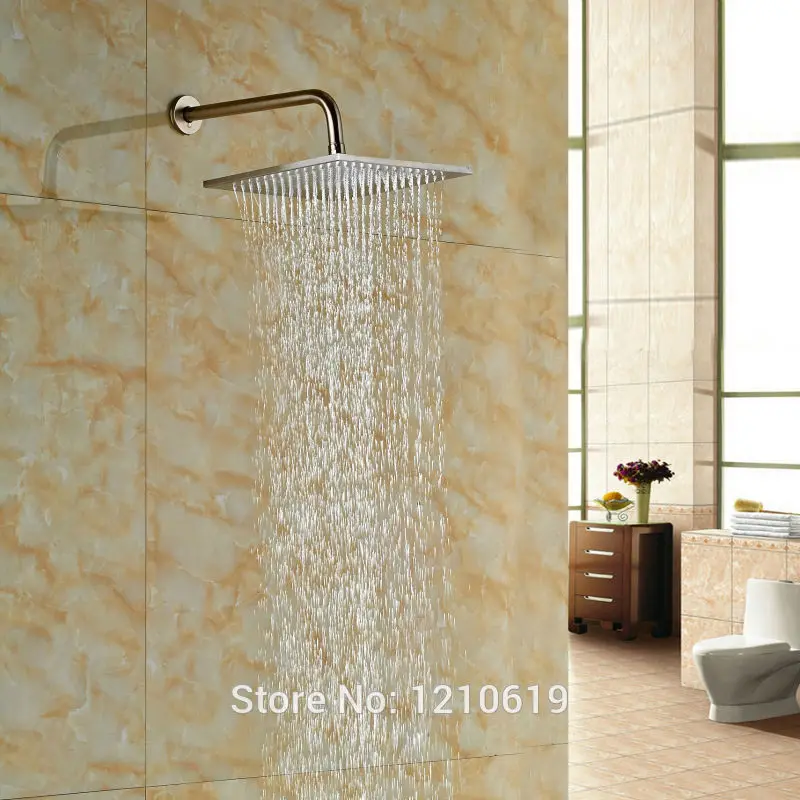 

Uythner Newly Bathroom Shower Head w/ Arm Nickel Brushed 10 Inch Top Shower Sprayer Head Wall Mounted