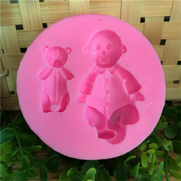 1PCS HOT Lovely Baby And Bear Silicone Cake Mold Mould Cutter Fondant Decorating Tools D288 | Дом и сад