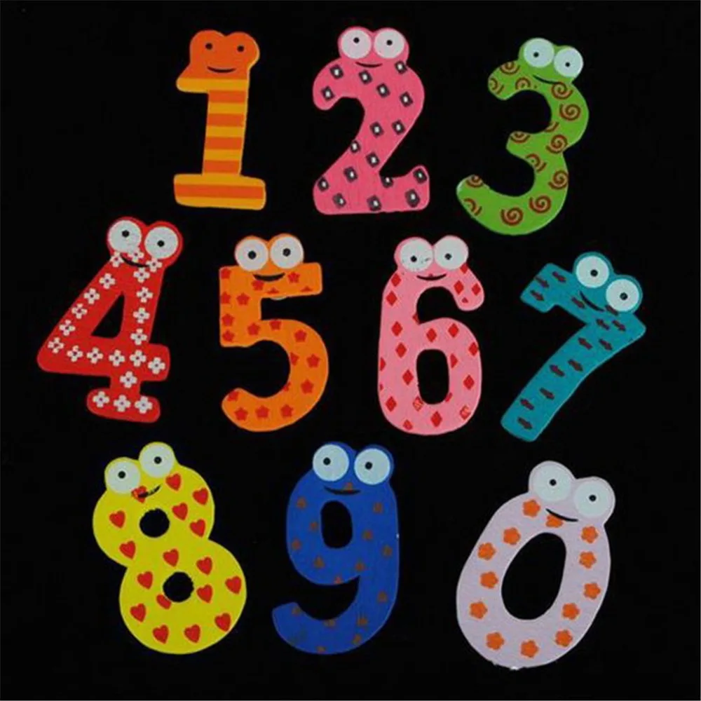 10pcs/set Digital Refrigerator Fridge Magnetic Figure Stick Mathematics Wooden Educational Kids Toys Home Decoration Sticker