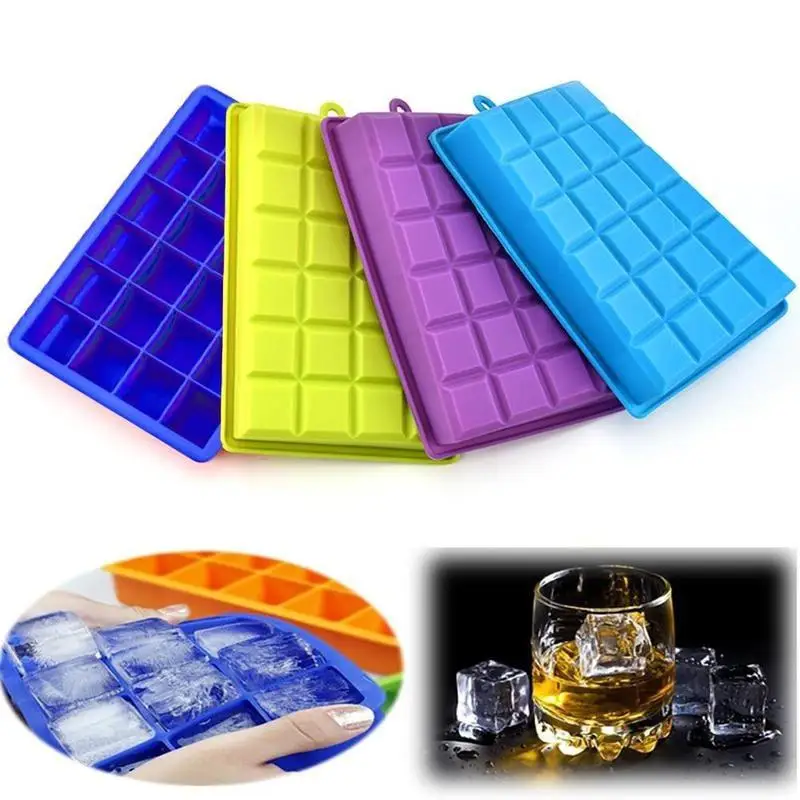 

15-Cavity Large Cube Ice Pudding Jelly Soap Maker Mold Mould Tray Silicone Kitchen Tools Bar Tools