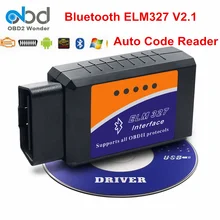 Черный Bluetooth ELM 327 V2.1 OBD2 адаптер ELM327 2,1 версия OBD II диагностический адаптер OBD 2 Интерфейс Android PC не для IOS