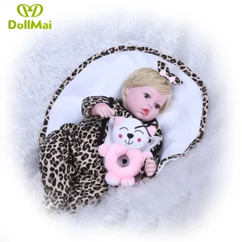 

Cheap Reborn dolls for sale 22inch 55cm silicone reborn baby dolls gift toy for child short blond hair wig cat clothing rattle