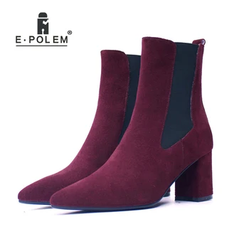 

Fashion Female Ankle Boots for Women Genuine Leather High Heel High Upper Chelsea Boots Trendy Lady Boots