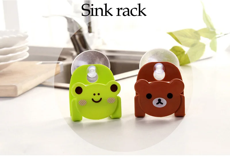 Cartoon Animal Suction Wall Sponge Storage Rack Suction Cup Sink Rack Cleaning Ball Scouring Wall Hanging Rack