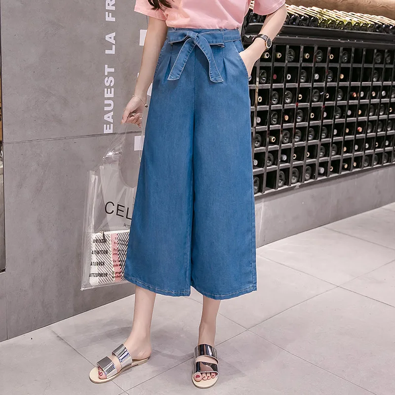 

Jeans Womens Loose Fashion Bow Wide Leg Jeans Women S-5XL Plus Size Jeans Feminino Pockets Slim Denim Jeans Capri Dropshipping