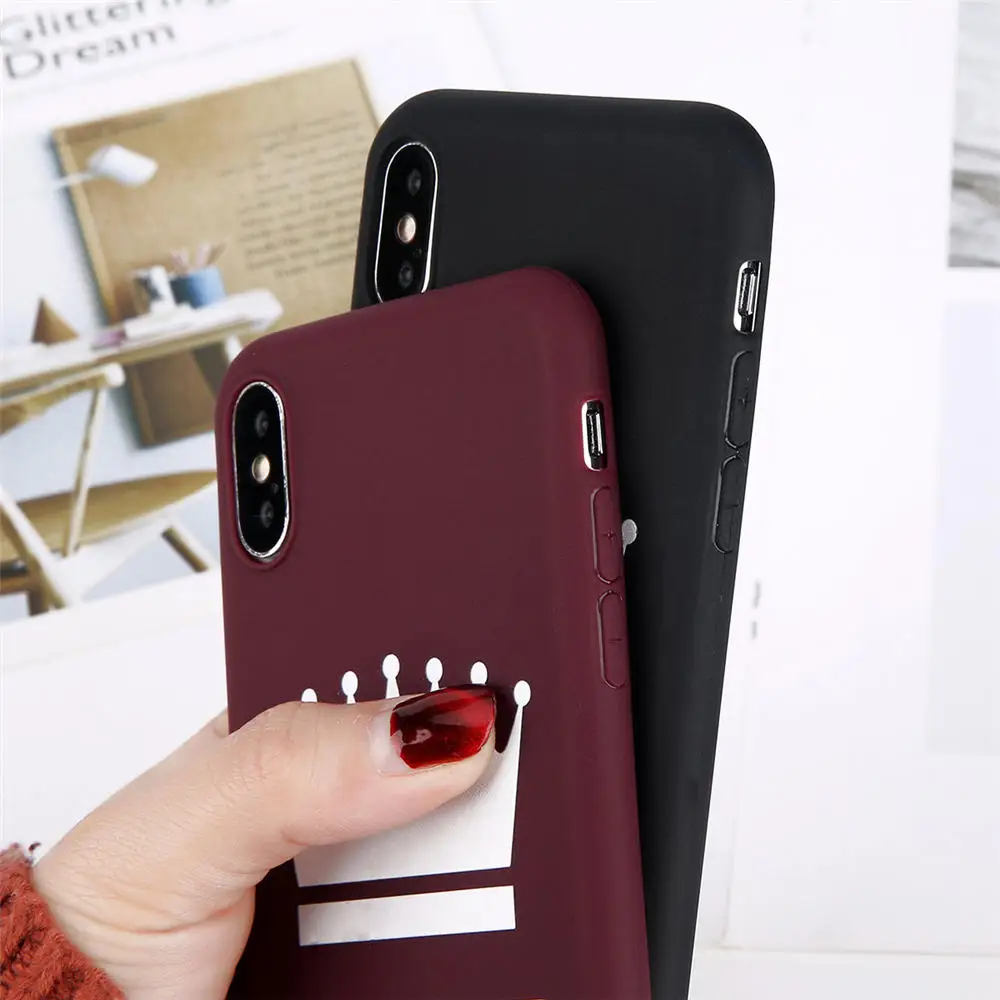 Ottwn Crown Чехол для пар для iPhone 11 11 Pro Max 6 6s 7 8 Plus X XR XS Max 5 5S SE письмо Король Королева чехол для телефона мягкий ТПУ чехол