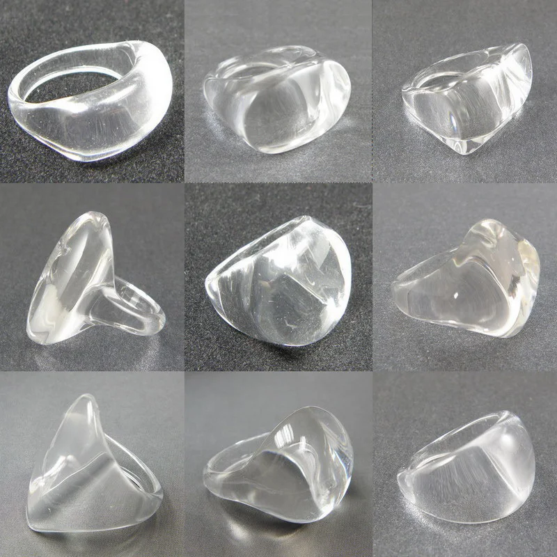 

100pcs Transparent Clear Lucite Resin Nail Art Rings,10 Shape mixed,CPAM free Shipping