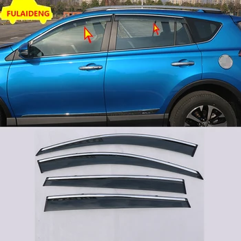 

4pcs For Toyota RAV4 2014-2018 Chrome Door Window Vent Visors Rain Guards Deflector car styling accessories