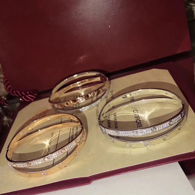 

New Brand Pure 925 Sterling Silver Jewelry For Women 2 Round 2 Color Circle Bangle Wedding Jewelry Fashion Hot Bracelet Luxury