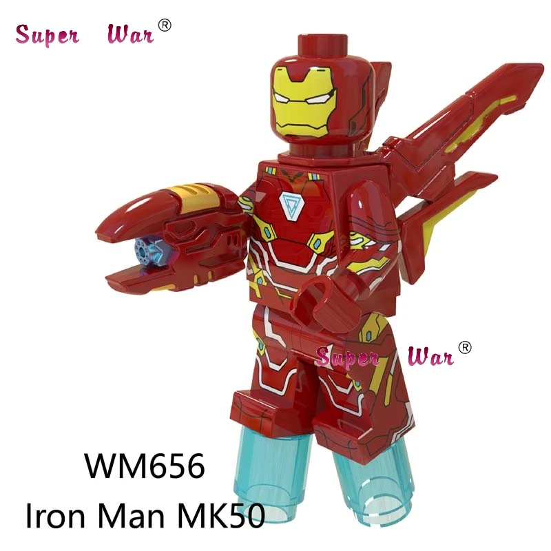 50 шт. супергерой Marvel Мстители 4 игры Железный человек машина войны MK1 MK5 MK7 MK41 MK46 MK85 строительные блоки детские игрушки - Цвет: WM656