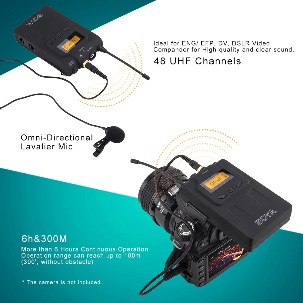 بويا BY-WM6 uhf نظام الميكروفون اللاسلكي الاتجاهات lavalier ميكروفون ل المهندس المتفجرات المخترقة للدروع dv dslr