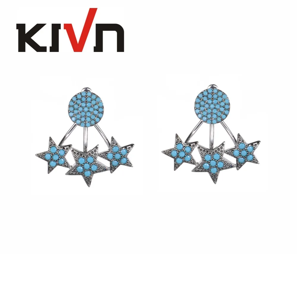 Модные ювелирные изделия KIVN фианиты звезда гвоздик свадебные серьги куртки для