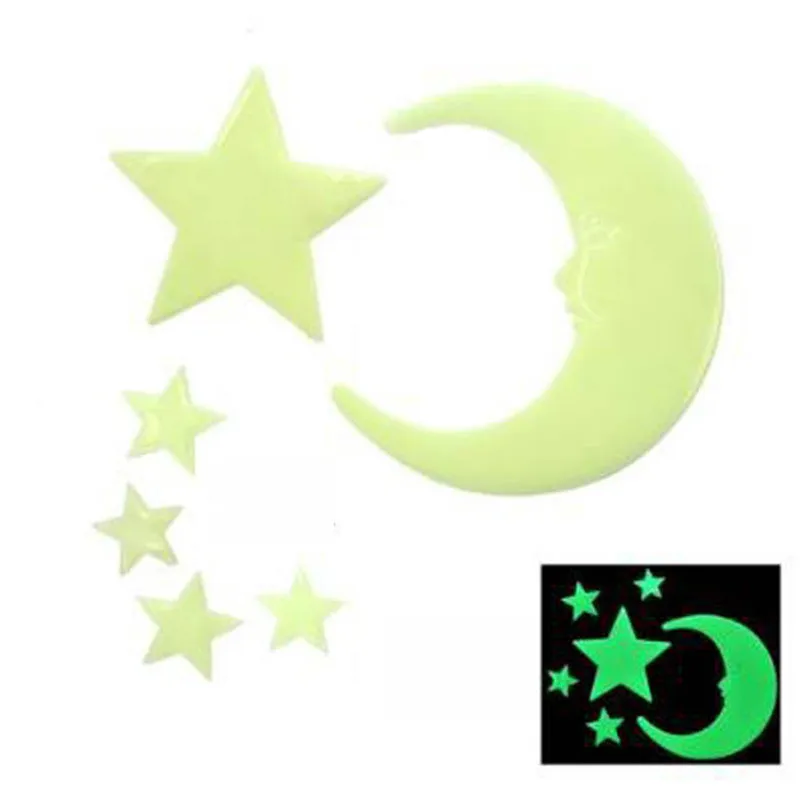 Luminous Wall Sticker Removable Plastic 3D Moon Stars Glow In The Dark