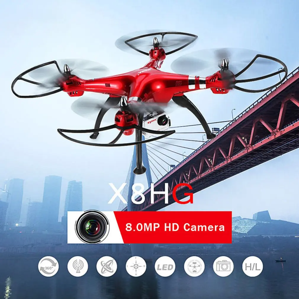 Профессиональный беспилотник Syma X8HG 2,4G 4ch 6 Axis с 8MP широкоугольной Hd камерой RC Quadcopter RTF режим удержания высоты RC вертолет