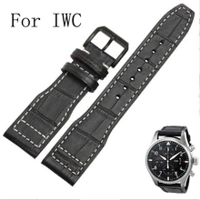 Luxury Band New Black 21mm 22mm Genuine Leather Watch Strap Watchband for IW C Portofino Pilot